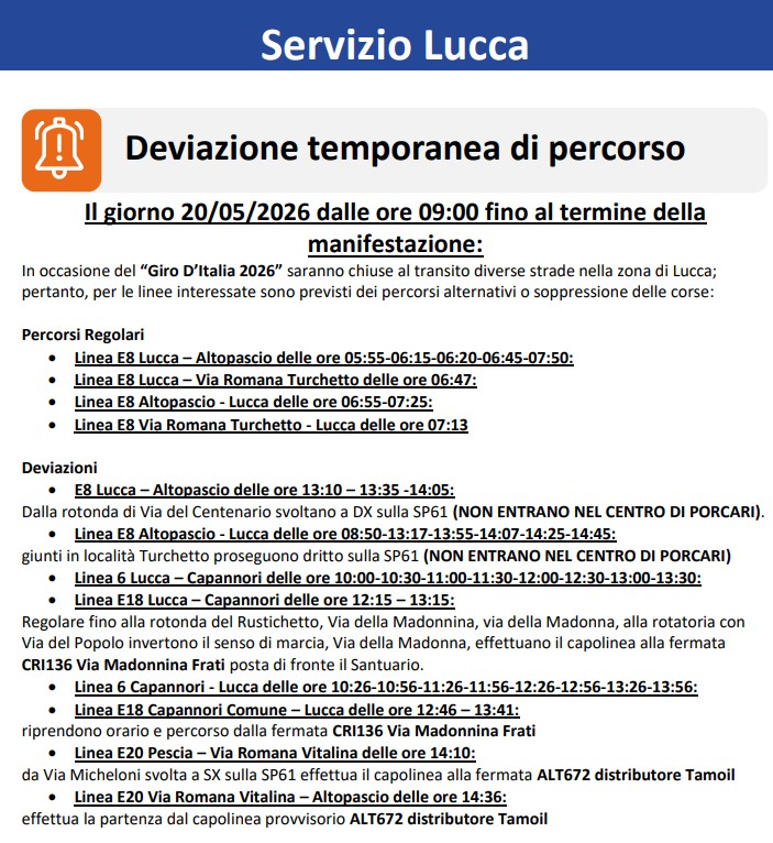 lucca deviazioni 20052026